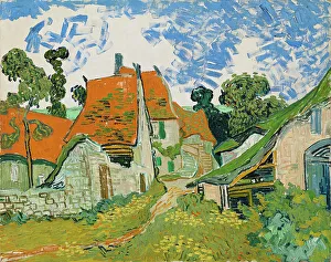 Rooftops Prints: Street in Auvers-sur-Oise; Village Street; Road at Auvers, 1890. Creator: Vincent van Gogh