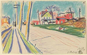 Oscar Bluemmer Prints: Street in the Bronx, 1913. Creator: Oscar Bluemner