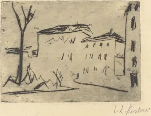 Die Brucke Prints: Street Corner in Dresden (Strassenecke Dresden), 1909. Creator: Ernst Kirchner