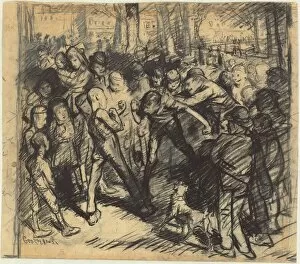 Street Fight [recto], 1907. Creator: George Wesley Bellows