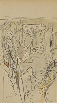 Algerian Prints: Street with figures in Biskra, 1922. Creator: Marius Bauer