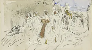 Algerian Prints: Street with figures in Biskra, 1922. Creator: Marius Bauer