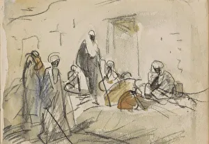 Thebes As Said Egypt Prints: Street with figures in Luxor, 1919. Creator: Marius Bauer