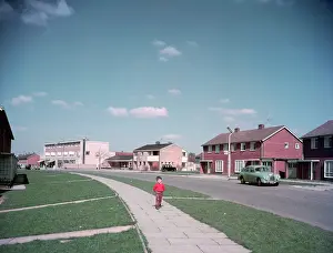 Sidewalk Prints: Street on a housing estate, c1955-1965 (?). Creator: Arthur Charles Kirby Ware
