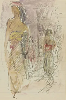 Java Prints: Street with Indonesians in traditional costume, 1931. Creator: Marius Bauer