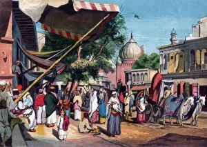 Images Dated 25th June 2007: A street at the back of Jami Masjid, Delhi, India, 1857.Artist: William Carpenter