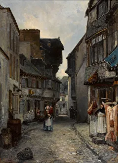 A street in Landerneau, 1851. Artist: Jongkind, Johan Barthold (1819-1891) A street in Landerneau, 1851. Artist: Jongkind, Johan Barthold (1819-1891)
