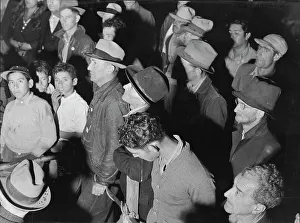 Union Prints: Street meeting at night in Mexican town outside of Shafter