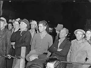 Union Prints: Street meeting at night...outside of Shafter, California, 1938. Creator: Dorothea Lange