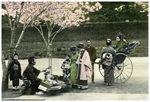 Captain F Brinkley Prints: A street merchant, Japan, 1904