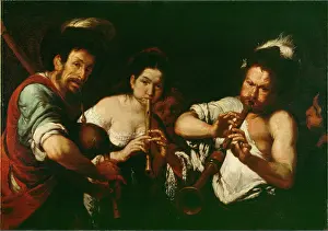 Bagpipes Prints: Street Musicians, c1630. Creator: Bernardo Strozzi