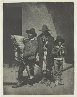 Charles N And Xe8 Prints: Street Musicians Standing, c. 1855, printed 1982. Creator: Charles Negre