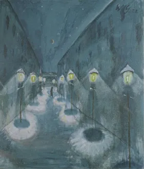 Dread Prints: Street by Night, 1922. Creator: Gramatté, Walter (1897-1929)