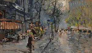 Big City Life Gallery: A Street in Paris, 1918. Artist: Korovin, Konstantin Alexeyevich (1861-1939)