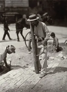 Roadworks Prints: Street Paver, before 1927, 1956 publication. Creator: Eugene Atget