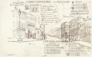 Label Prints: Street Perspective with Places of Business Labeled. Creator: George Cruikshank