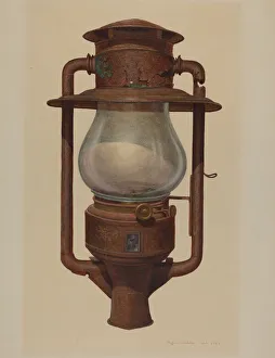 Henderer Regina Prints: Street Post Lamp, c. 1942. Creator: Regina Henderer