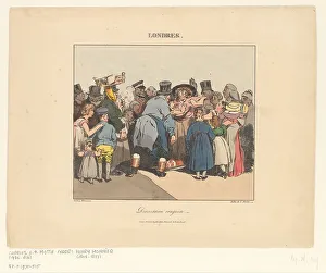 Street quarrel in London, 1826. Creator: Henry Bonaventure Monnier