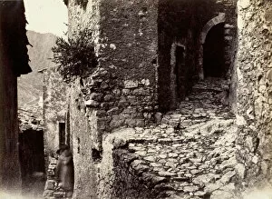 Charles Nègre Collection: A Street in Sainte-Agnes near Roquebrune, c. 1865. Creator: Charles Negre