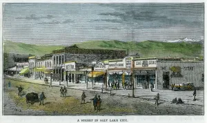 Mormonism Prints: A Street in Salt Lake City, Utah, USA, c1880