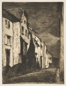 James A Prints: Street at Saverne, 1858. Creator: James Abbott McNeill Whistler