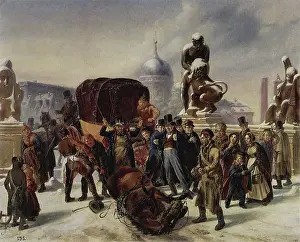 Controversy Prints: Street Scene, 1841. Creator: August von Rentzell