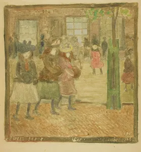 Monotype Prints: Street Scene, c.1891-94. Creator: Maurice Brazil Prendergast