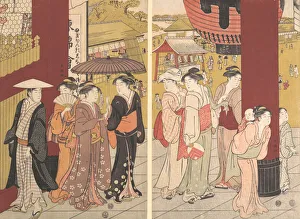 Toshien Prints: Street scene, ca. 1789. Creator: Katsukawa Shuncho