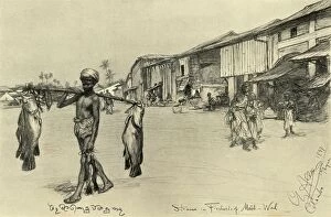 Fishing Collection: Street scene in a fishing village, Mutwal, Ceylon, 1898. Creator: Christian Wilhelm Allers
