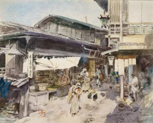 Market Stalls Prints: Street Scene in Ikao, Japan. Creator: Robert Frederick Blum