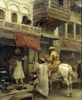 Bazaar Prints: Street Scene in India, ca. 1885. Creator: Edwin Lord Weeks