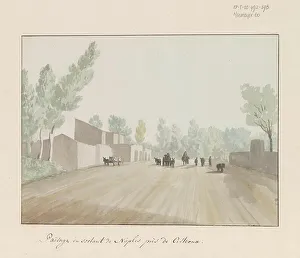 Ducros Abraham Louis Rodolphe Prints: Street scene when leaving Naples at Cisterna, 1778. Creator: Louis Ducros