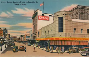 Tampa Gallery: Street Scene, Looking North on Franklin St. Tampa, Florida, c1940s