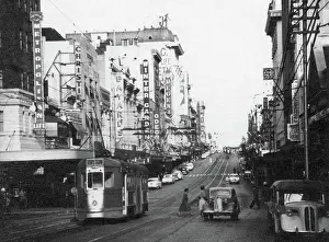 Brisbane Prints: Street scene looking along Queen Street