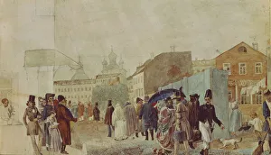 Irony Prints: Street Scene In Moscow During The Rain