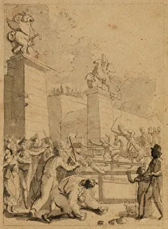 Street scene during the revolution, c. 1800