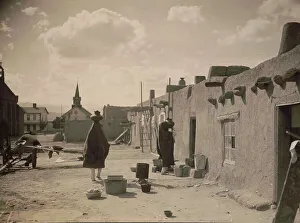 Tewa Prints: Street Scene-San Juan, c1927. Creator: Edward Sheriff Curtis