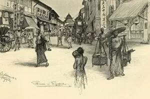 Street scene, Singapore, 1898. Creator: Christian Wilhelm Allers