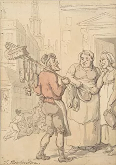 Street Scene: Vendor of Brushes, 1780-1827. Creator: Thomas Rowlandson