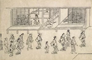 Ink On Paper Gallery: Street Scene in the Yoshiwara. Creator: Hishikawa Moronobu