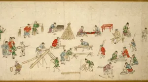 Chisel Prints: Street Scenes in Times of Peace, Yuan dynasty (1279-1368), 14th century. Creator: Zhu Yu