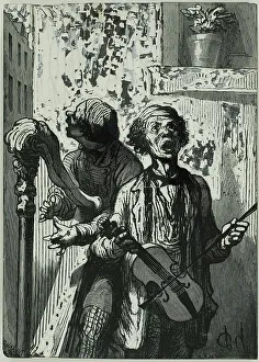 Singers Prints: The Street Singers, 1862. Creator: Charles Maurand