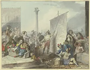 Lute Prints: Street singers in the Piazzetta in Venice, 1797. Creator: Johann Heinrich Ramberg
