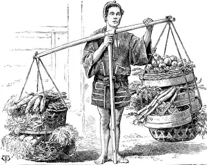 Street sketches in Tokio, Japan: seller of vegetables, 1890. Creator: Unknown