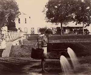Jakarta Indonesia Prints: Street Sprinkler, Batavia, 1860s-70s. Creator: Unknown