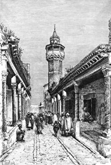 Images Dated 12th February 2008: A street in the Suk district of Tunis, Tunisia, 1895