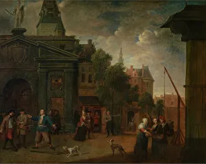 Bossche Balthasar Van Den Prints: Street Theatre on the Yard in Antwerp