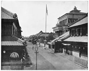 Street in Tokyo, Japan, late 19th century.Artist: John L Stoddard Street in Tokyo, Japan, late 19th century.Artist: John L Stoddard