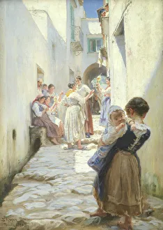 Alleyway Prints: A Street in Torello, Italy, 1890. Creator: Peder Severin Kroyer