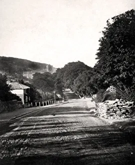 Street through a valley in Hastings, Sussex, early 20th century